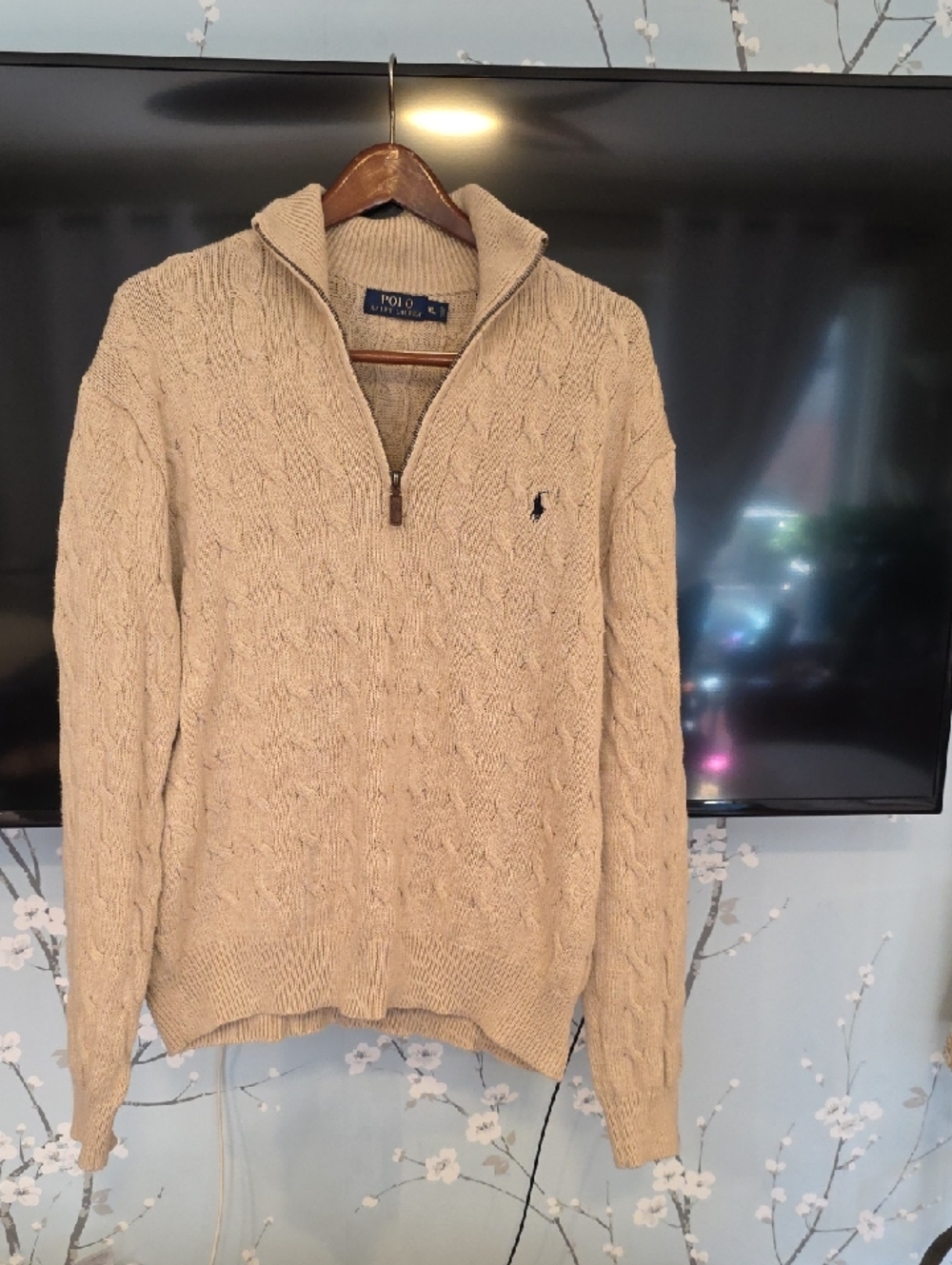 Quarter zip POLO ralph lauren cotton sweater size extra large